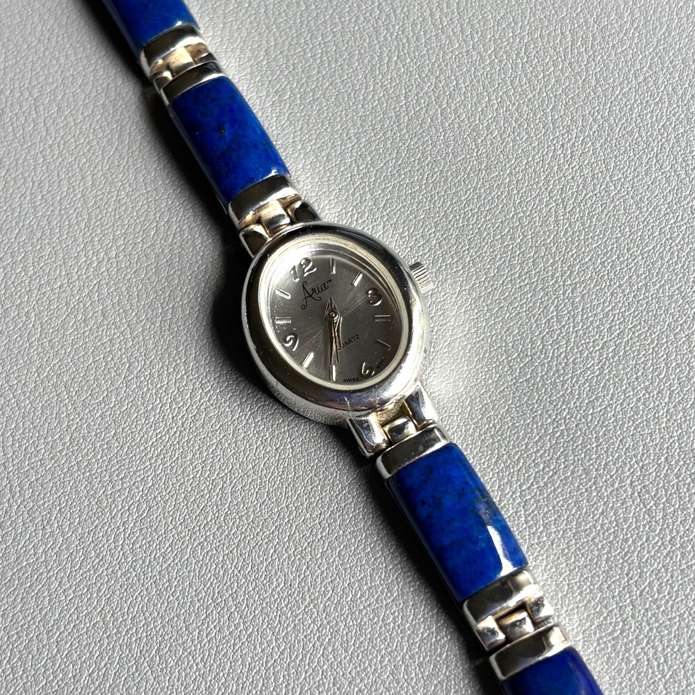 Aria Women's Watch Lapis Lazuli Sterling Silver Blue Stones Needs Battery
